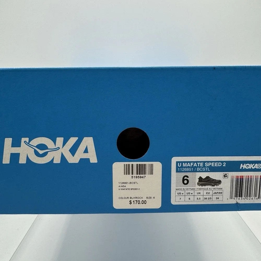 NEW Hoka One U Mafate Speed 2 1126851 BCSTL Black Grey Trail Men's 6 / Women's 7